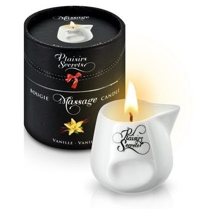 Массажная свеча с ароматом ванили Bougie Massage Gourmande Vanille - 80 мл. - Plaisir Secret - купить с доставкой в Брянске