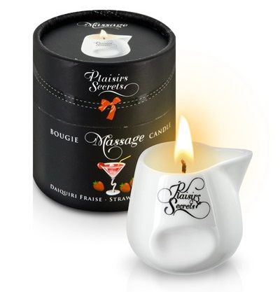 Массажная свеча с ароматом клубничного дайкири Bougie de Massage Daikiri Fraise - 80 мл. - Plaisir Secret - купить с доставкой в Брянске