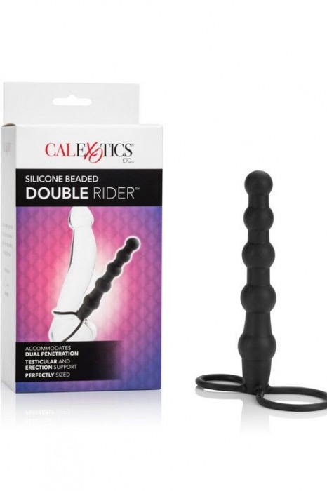 Насадка на пенис для двойного проникновения Silicone Beaded Double Rider - 14 см. - California Exotic Novelties - в Брянске купить с доставкой