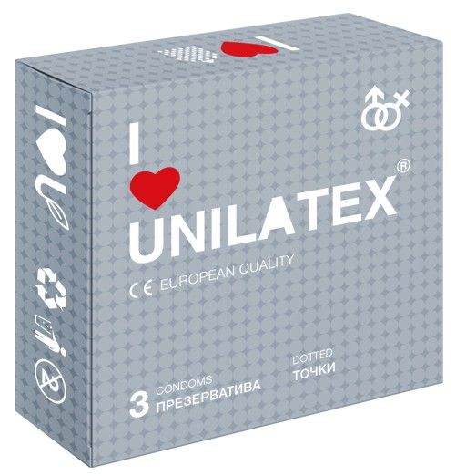 Презервативы с точками Unilatex Dotted - 3 шт. - Unilatex - купить с доставкой в Брянске