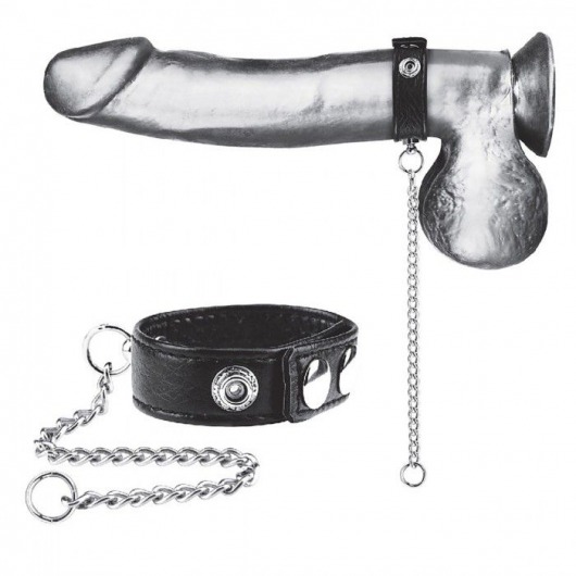 Утяжка на пенис с поводком Snap Cock Ring With 12  Leash - BlueLine - купить с доставкой в Брянске