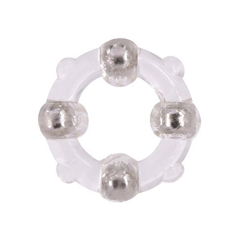 Эрекционное кольцо с 4 бусинами MENZSTUFF STUD RING CLEAR - Dream Toys - в Брянске купить с доставкой