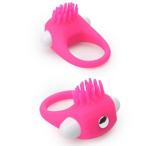 Розовое эрекционное кольцо с щеточкой LIT-UP SILICONE STIMU RING 5 - Dream Toys - в Брянске купить с доставкой