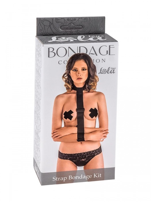 Ошейник с длинной лентой и наручниками Strap Bondage Kit One Size - Lola Games - купить с доставкой в Брянске