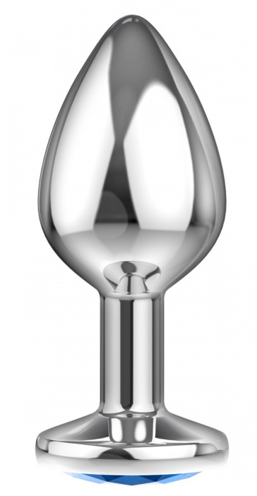 Большая серебристая анальная пробка Diamond Light blue Sparkle Large с голубым кристаллом - 8 см. - Lola Games - купить с доставкой в Брянске