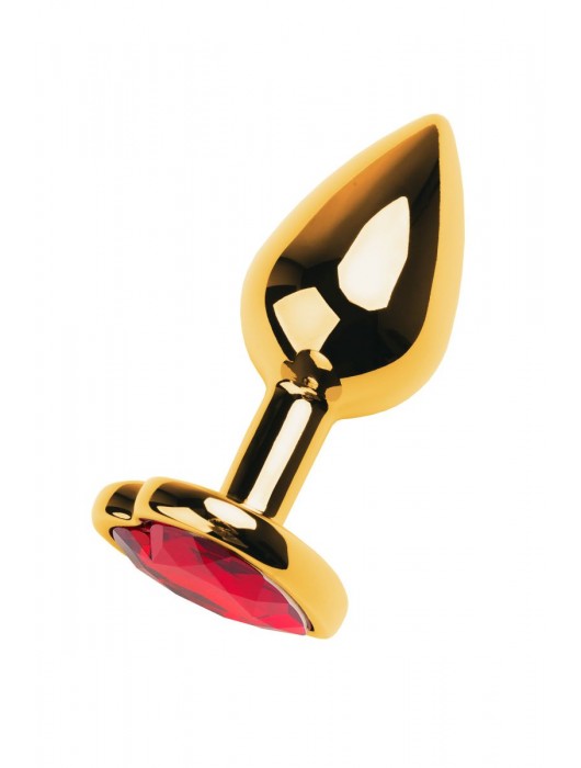 Золотистая анальная пробка с кристаллом-сердцем - 7,5 см. - ToyFa - купить с доставкой в Брянске