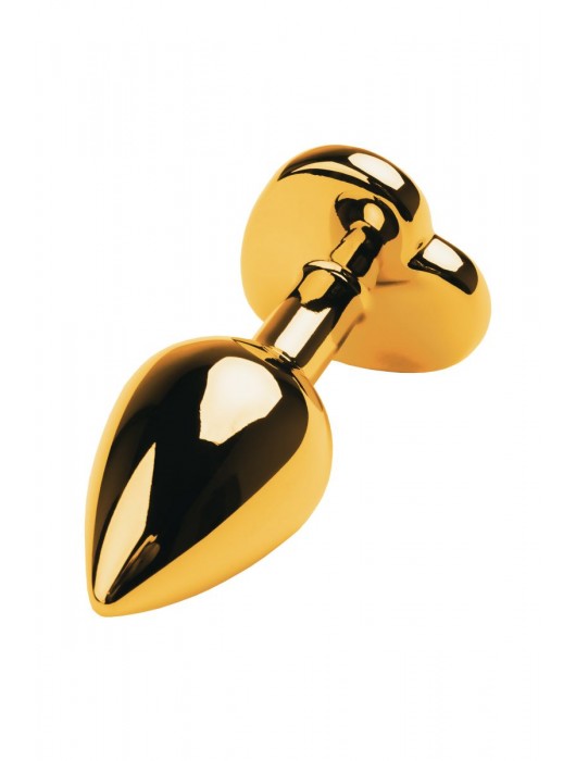 Золотистая анальная пробка с кристаллом-сердцем - 7,5 см. - ToyFa - купить с доставкой в Брянске
