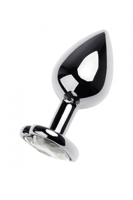 Серебристая анальная пробка с прозрачным кристаллом-сердцем - 8 см. - ToyFa - купить с доставкой в Брянске