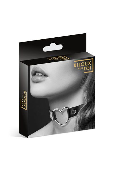 Чёрный чокер с кольцом в форме сердца - Bijoux Pour Toi - купить с доставкой в Брянске