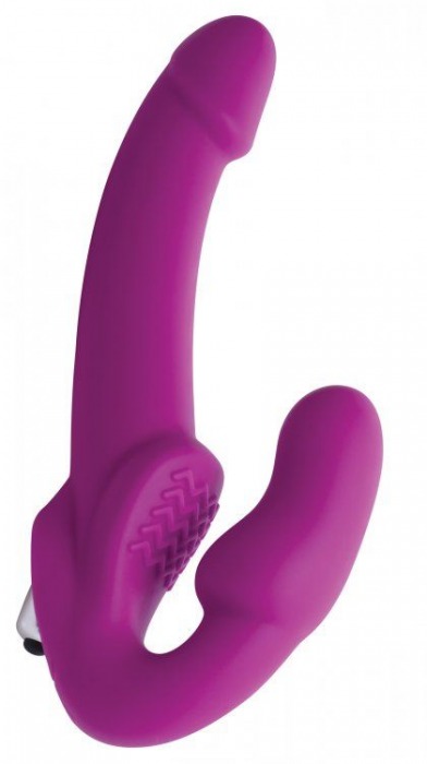 Ярко-розовый безремневой вибрострапон Evoke Vibrating Strapless Silicone Strap-on Dildo - XR Brands - купить с доставкой в Брянске