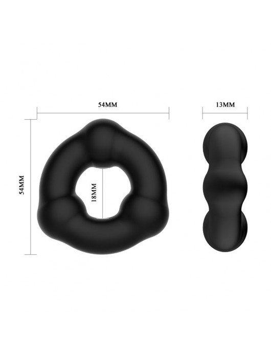 Черное эрекционное кольцо с 3 шариками - Baile - в Брянске купить с доставкой