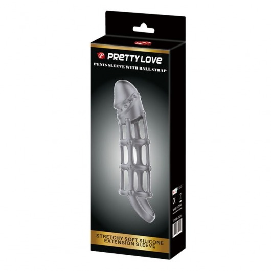 Серая силиконовая насадка на пенис с рельефом и подхватом - 17 см. - Baile - в Брянске купить с доставкой