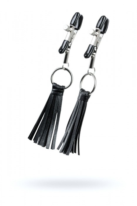 Черно-серебристые зажимы для сосков Theatre с кисточками - ToyFa - купить с доставкой в Брянске